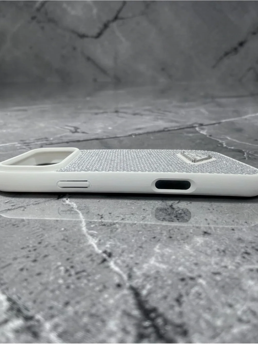 White Crystal-Embellished iPhone Case